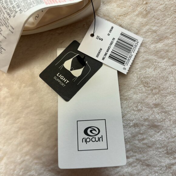 NWT Ripcurl Womens Bikini Top Small Melting Waves Fixed Triangle Cream Beach - Picture 8 of 11